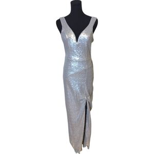 NWT Venus Silver Sequin Sleeveless Long Dress Size Small
